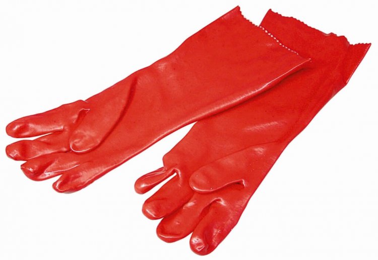 (image for) PVC Gloves Red Long - Click Image to Close